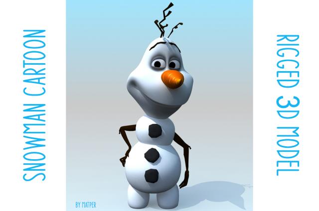 snowman cartoon 3d model turbosquid