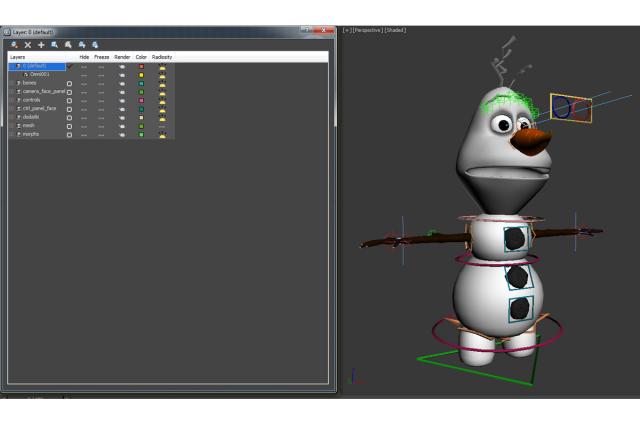 snowman cartoon 3d model rigged turbosquid
