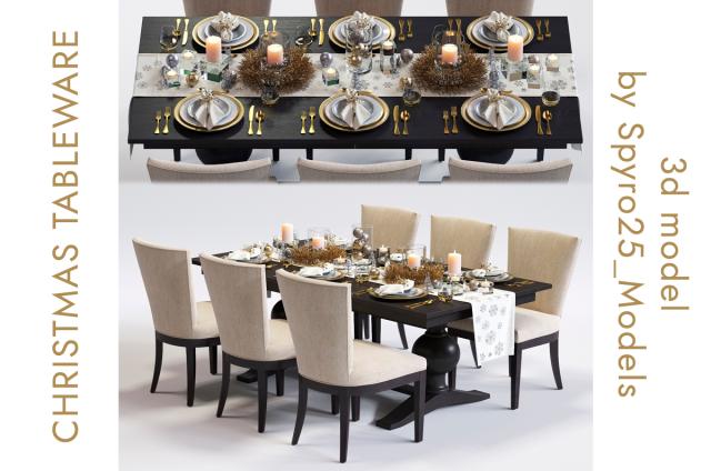 christmas tableware 3d model turbosquid christmas tableware