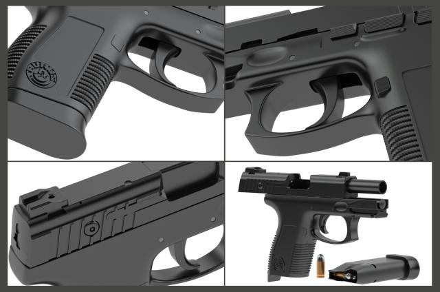  single-action, double-action hammerless gun 3d model